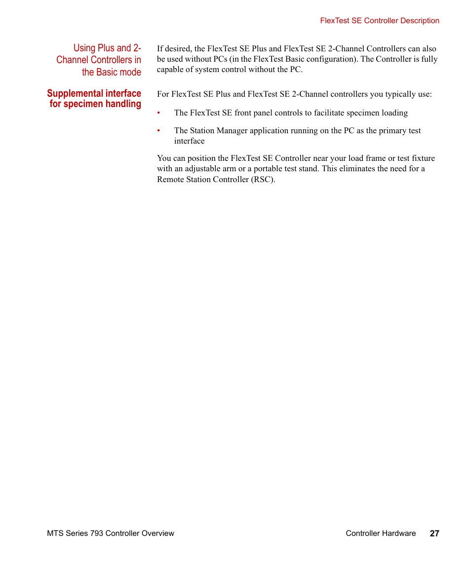 MTS Series 793 Controller User Manual | Page 27 / 106