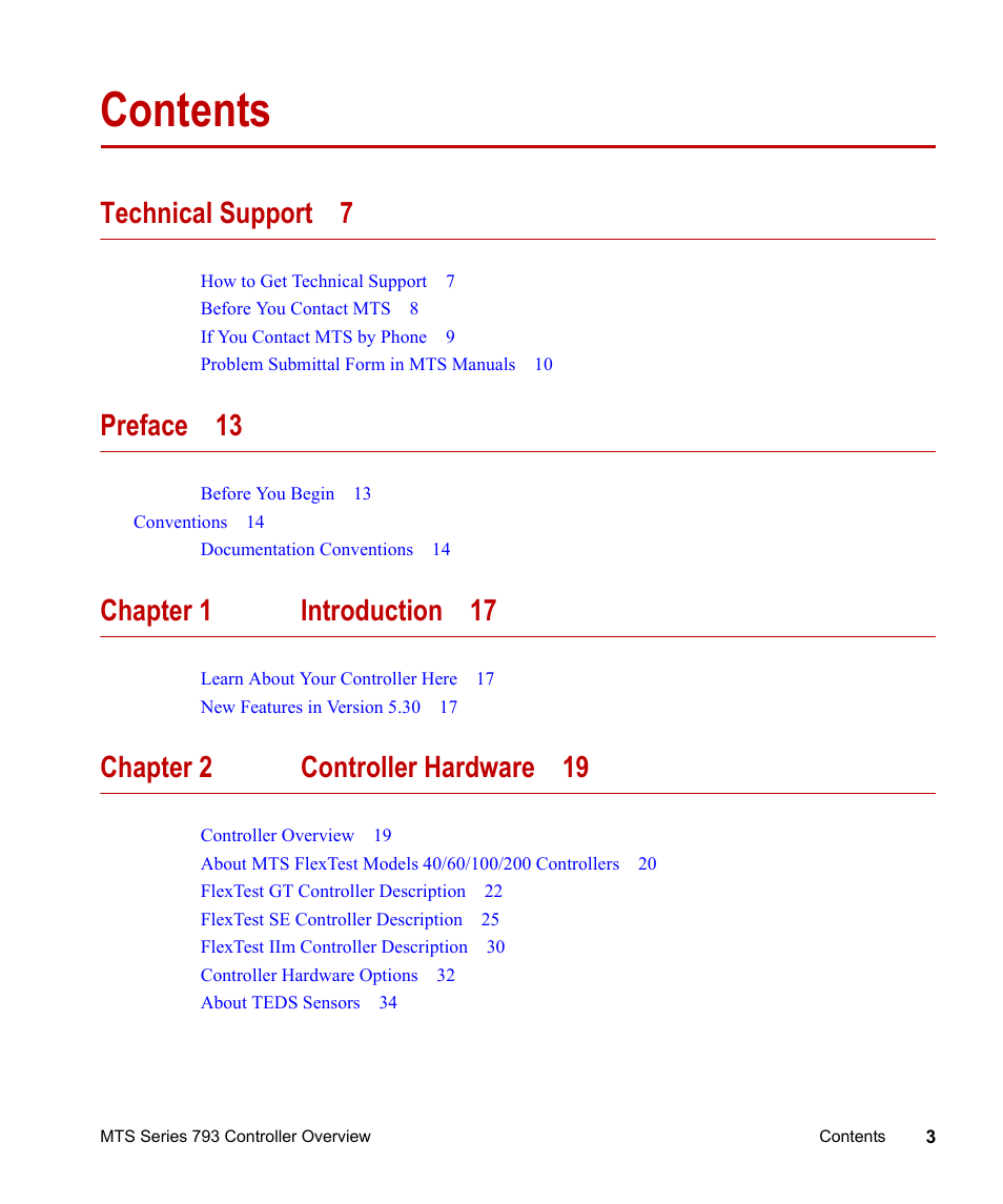 MTS Series 793 Controller User Manual | Page 3 / 106