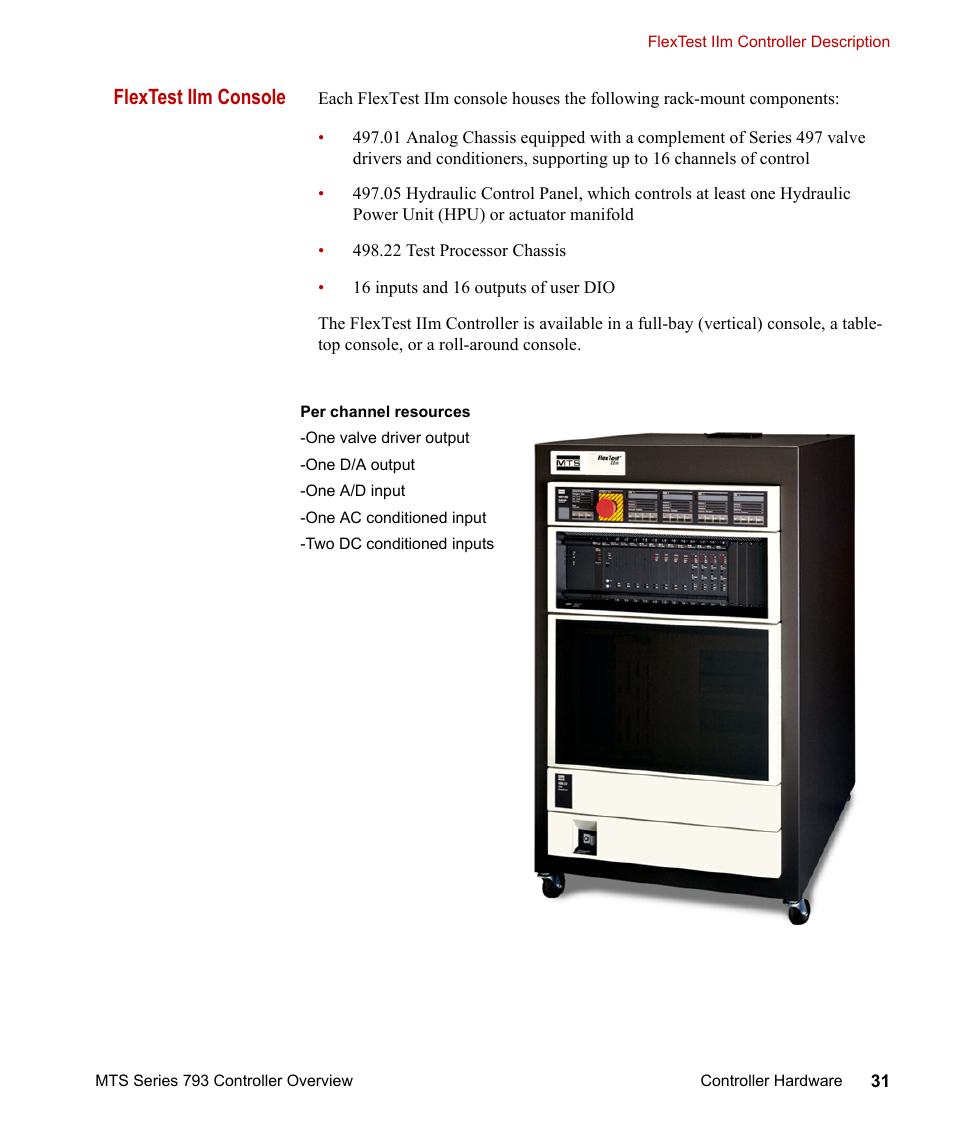 Flextest iim console | MTS Series 793 Controller User Manual | Page 31 / 106