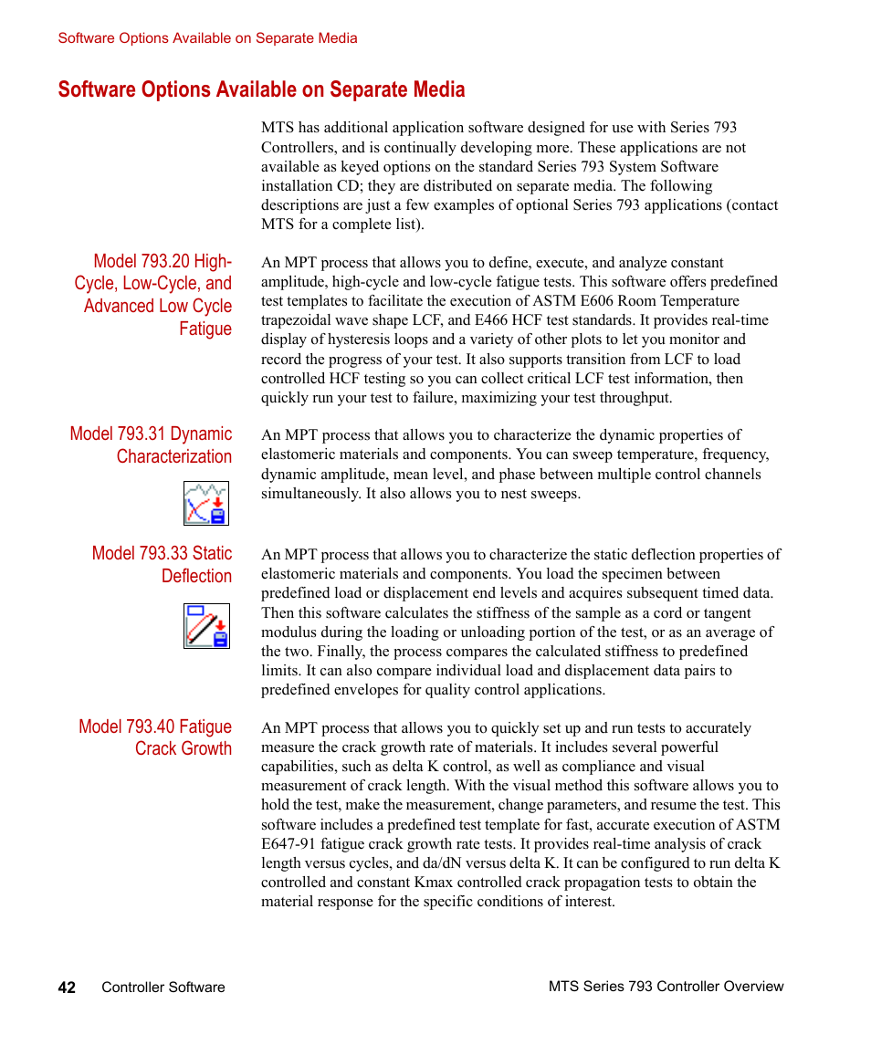 Software options available on separate media, Software options available on separate media 42 | MTS Series 793 Controller User Manual | Page 42 / 106