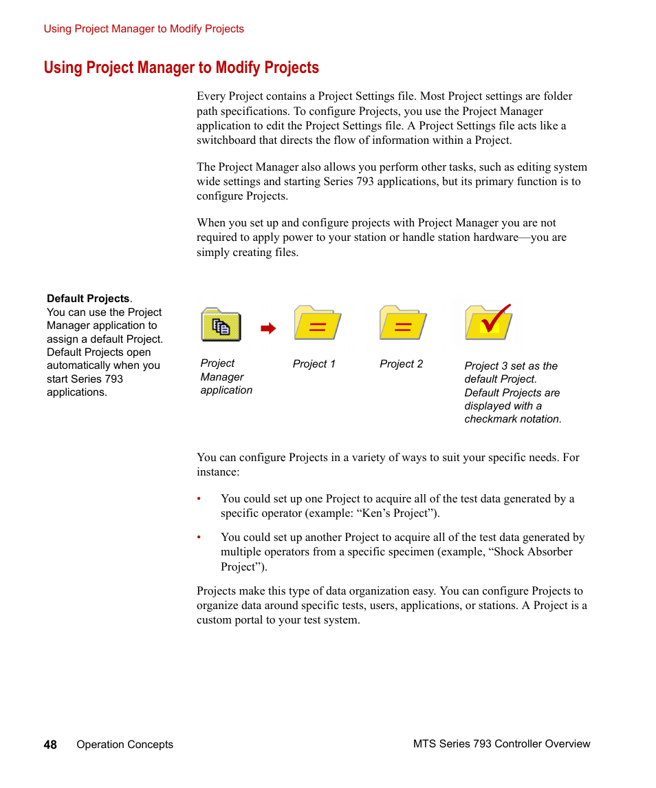 Using project manager to modify projects, Using project manager to modify projects 48 | MTS Series 793 Controller User Manual | Page 48 / 106