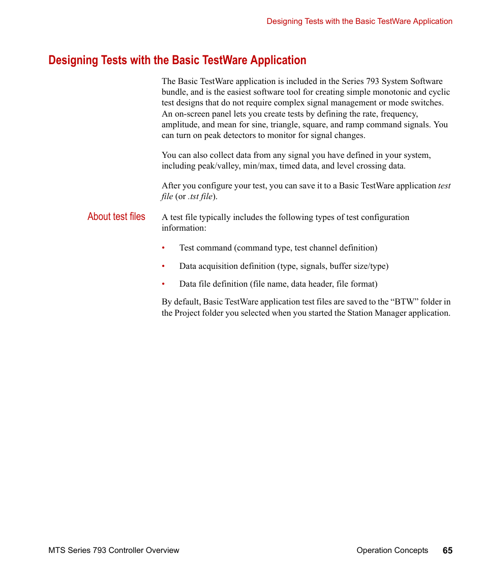 About test files | MTS Series 793 Controller User Manual | Page 65 / 106