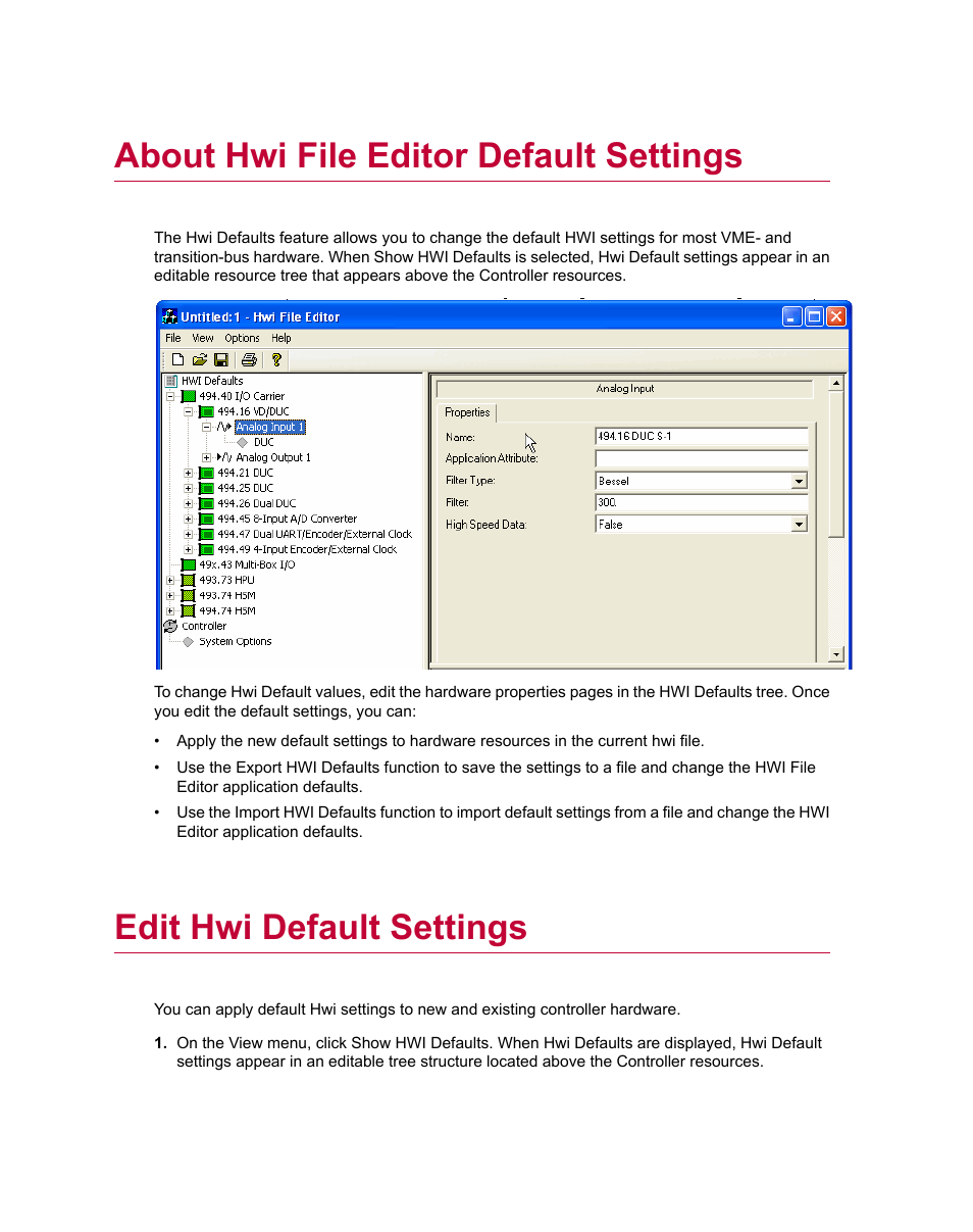 About hwi file editor default settings, Edit hwi default settings | MTS Series 793 Utility Software User Manual | Page 34 / 124