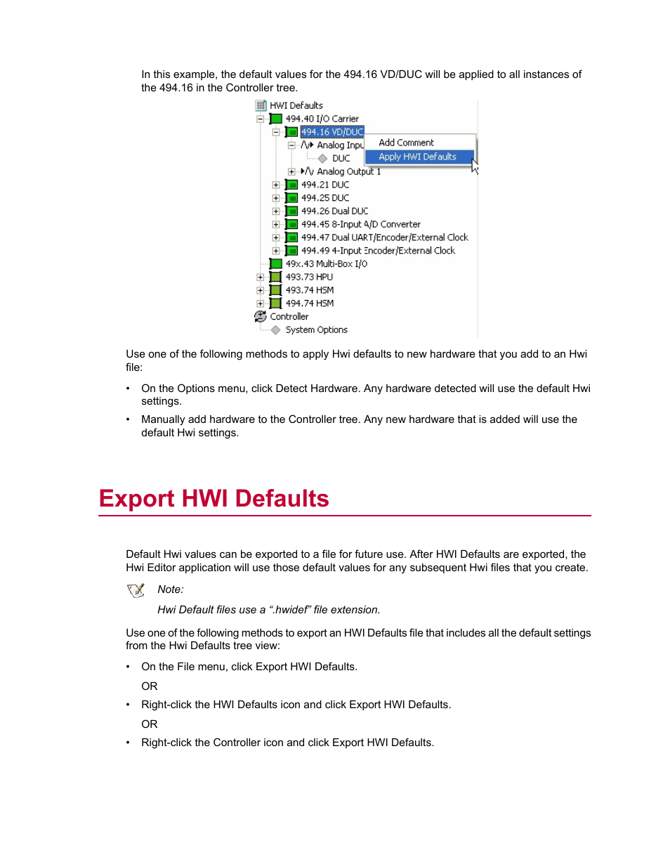 Export hwi defaults | MTS Series 793 Utility Software User Manual | Page 37 / 124