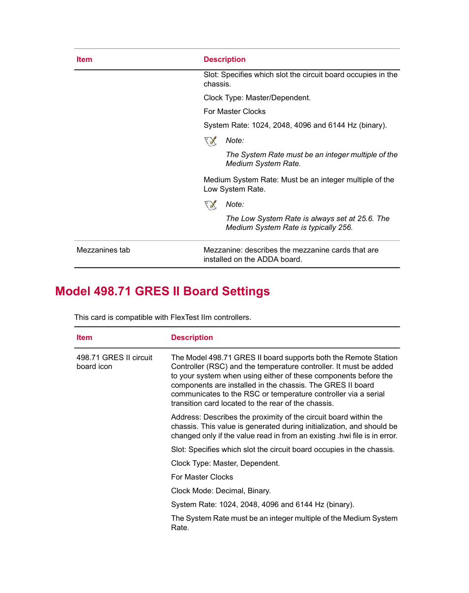 Model 498.71 gres ii board settings | MTS Series 793 Utility Software User Manual | Page 44 / 124