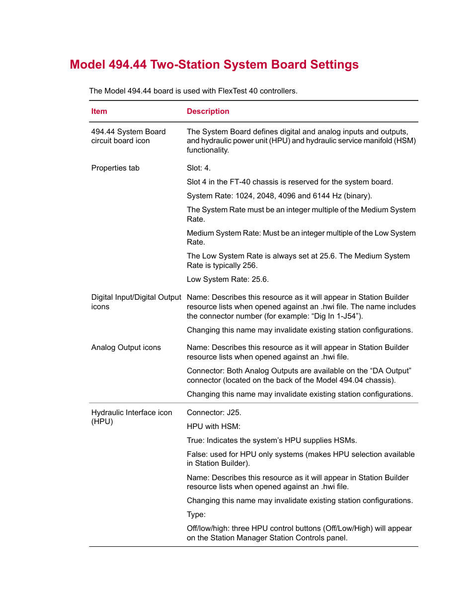 Model 494.44 two-station system board settings | MTS Series 793 Utility Software User Manual | Page 53 / 124