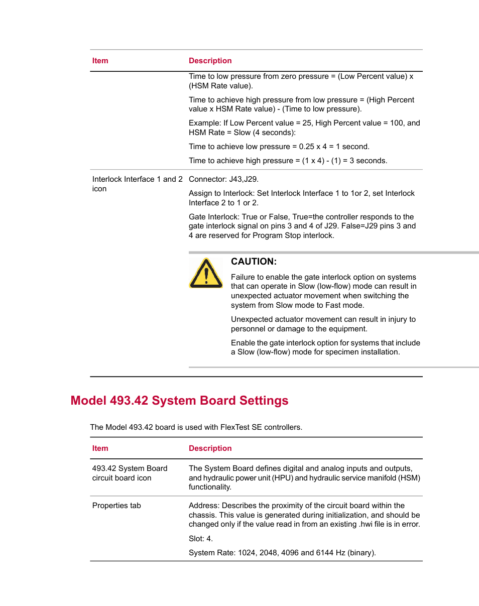 Model 493.42 system board settings | MTS Series 793 Utility Software User Manual | Page 55 / 124
