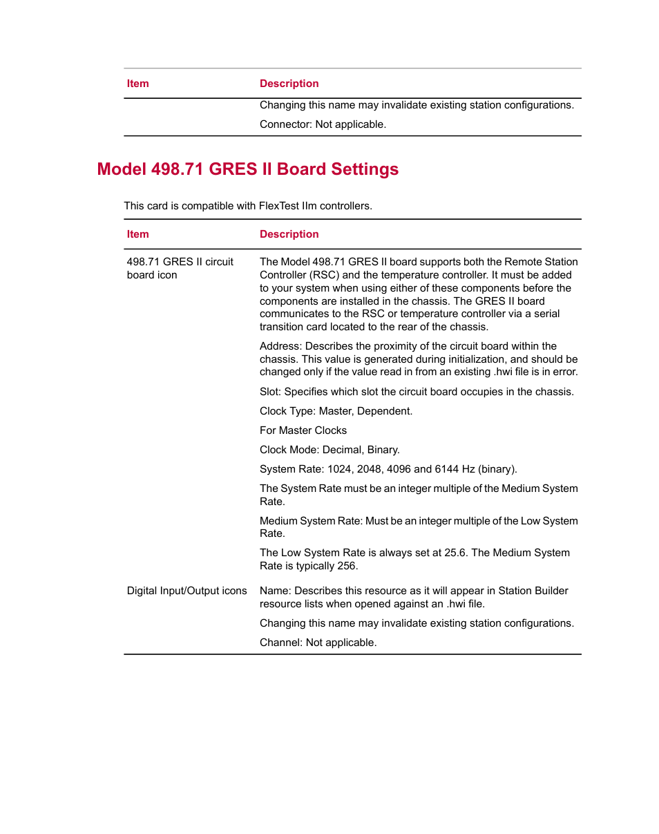Model 498.71 gres ii board settings | MTS Series 793 Utility Software User Manual | Page 59 / 124