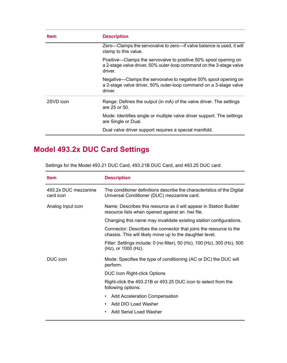Model 493.2x duc card settings | MTS Series 793 Utility Software User Manual | Page 62 / 124