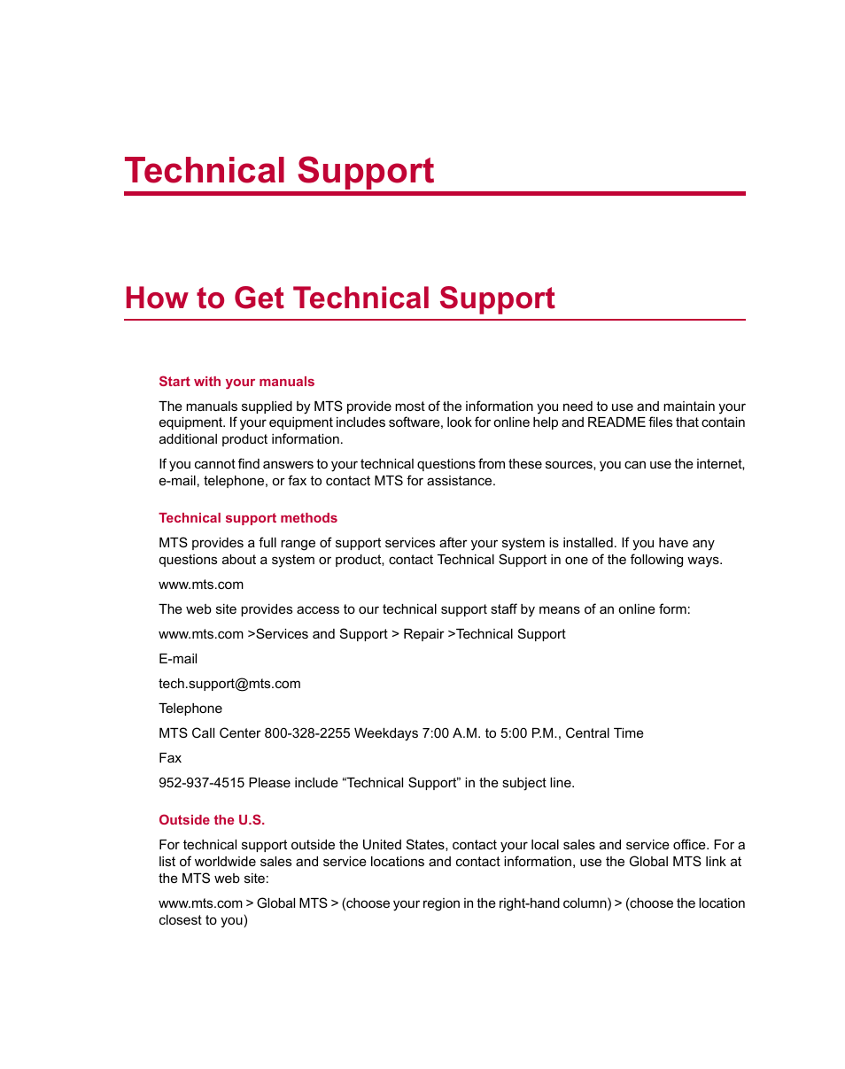 Technical support, How to get technical support | MTS Series 793 Utility Software User Manual | Page 7 / 124