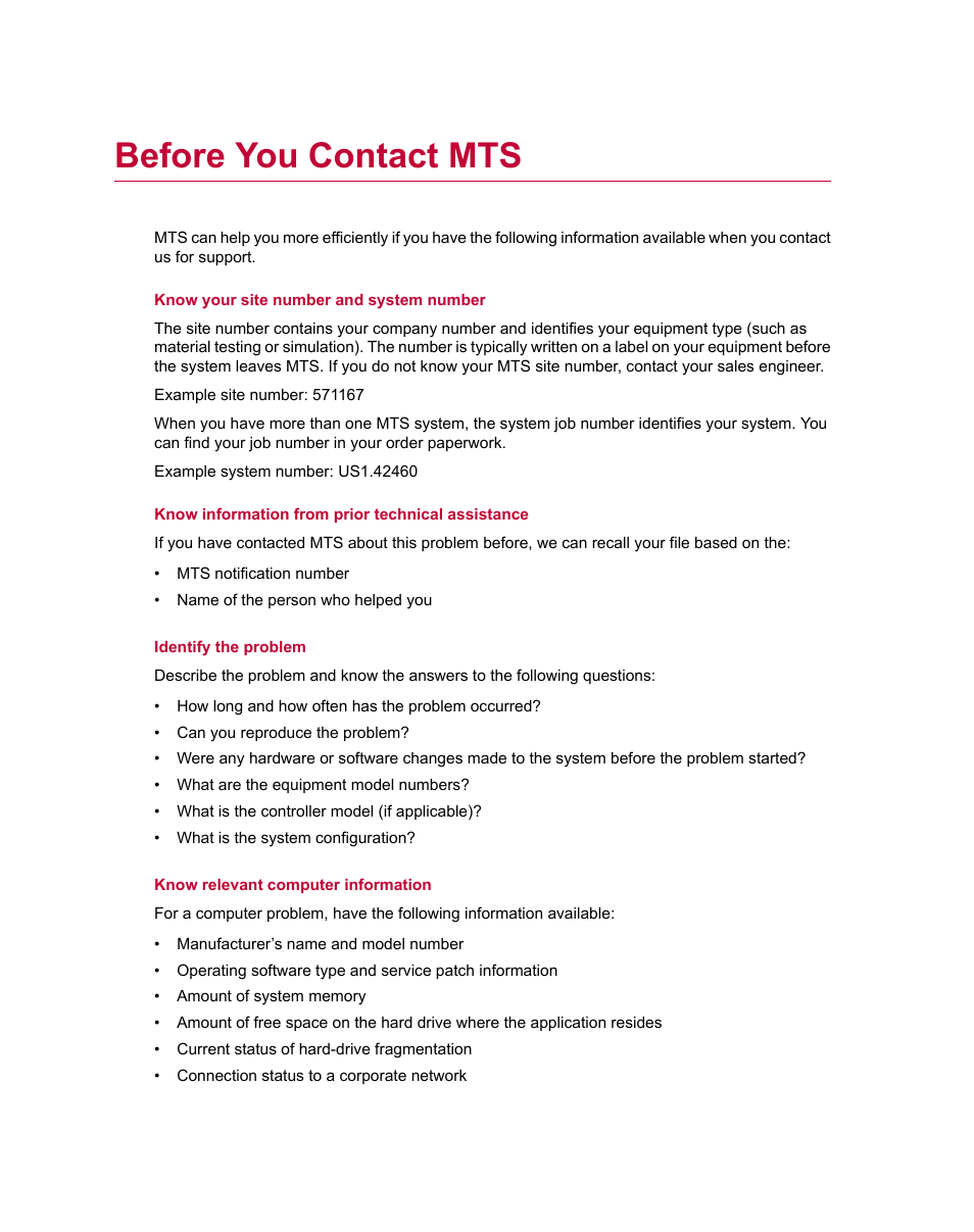 Before you contact mts | MTS Series 793 Utility Software User Manual | Page 8 / 124