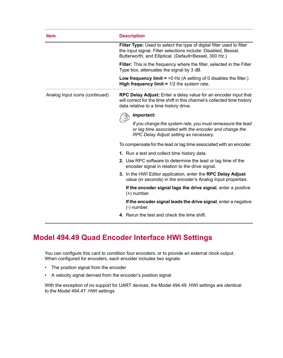 Model 494.49 quad encoder interface hwi settings | MTS Series 793 Utility Software User Manual | Page 84 / 124