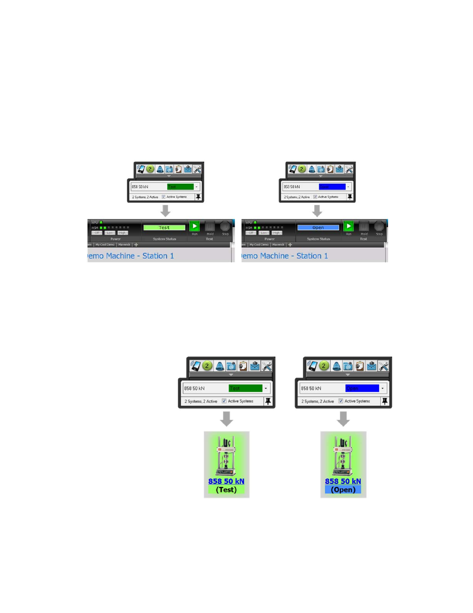 View system state - system view, View system state - lab view, View system state - system view 32 | View system state - lab view 32 | MTS Echo Software User Manual | Page 32 / 42