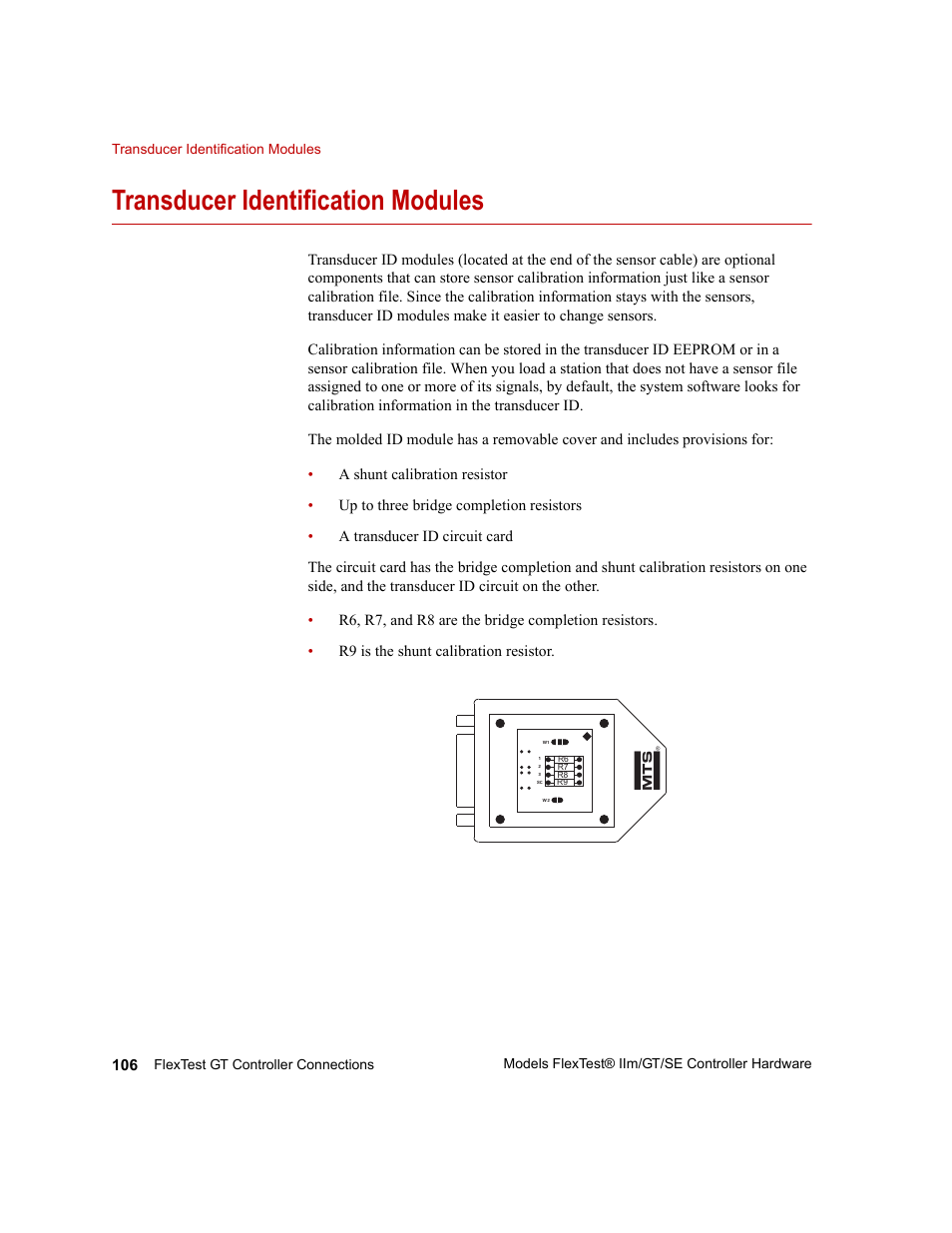 Transducer identification modules, Transducer identification modules 106 | MTS Model FlexTest SE User Manual | Page 106 / 264