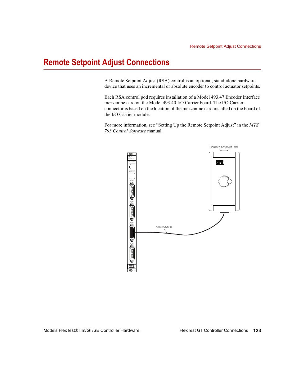 Remote setpoint adjust connections, Remote setpoint adjust connections 123 | MTS Model FlexTest SE User Manual | Page 123 / 264