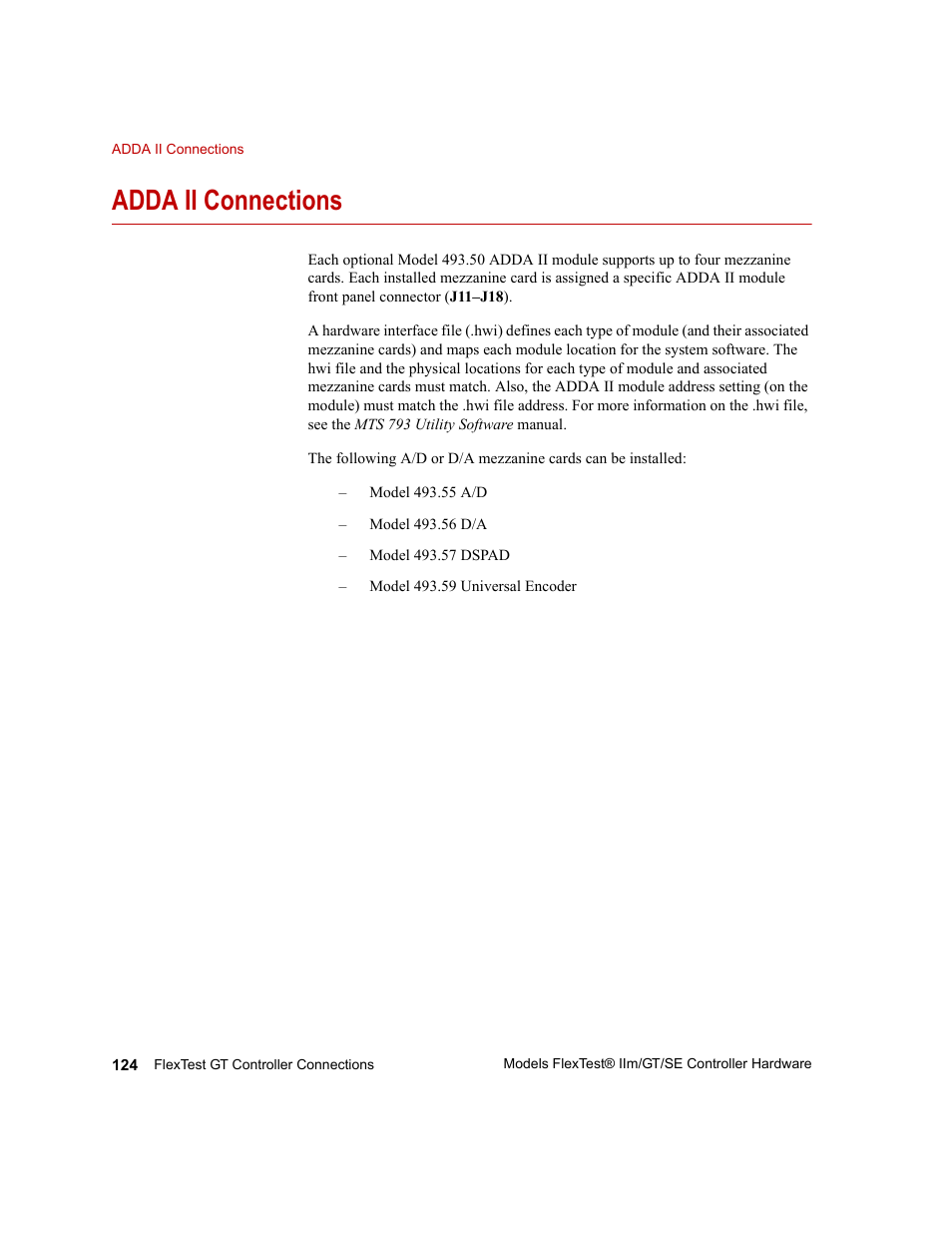 Adda ii connections, Adda ii connections 124 | MTS Model FlexTest SE User Manual | Page 124 / 264