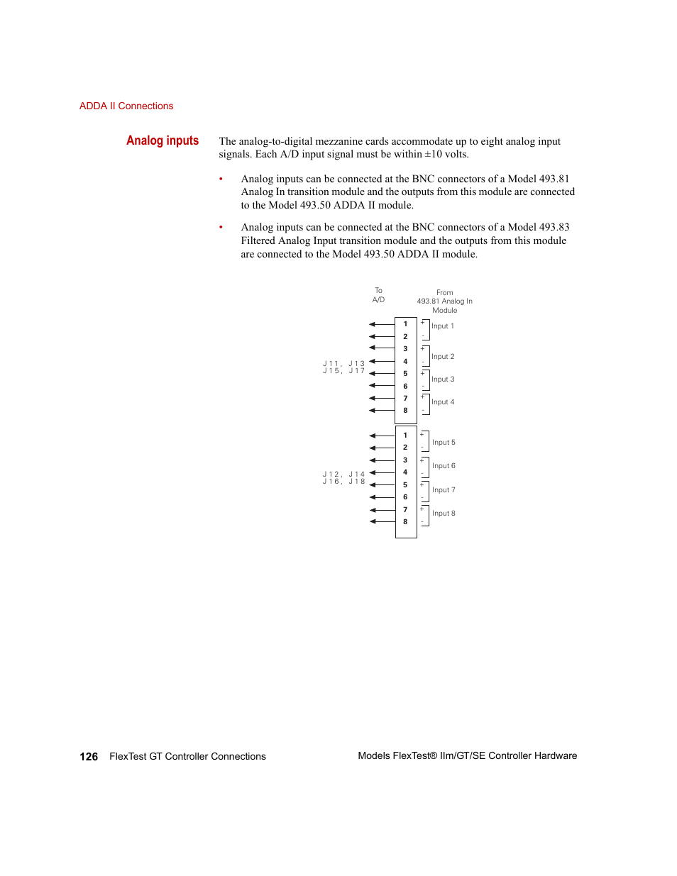 Analog inputs | MTS Model FlexTest SE User Manual | Page 126 / 264