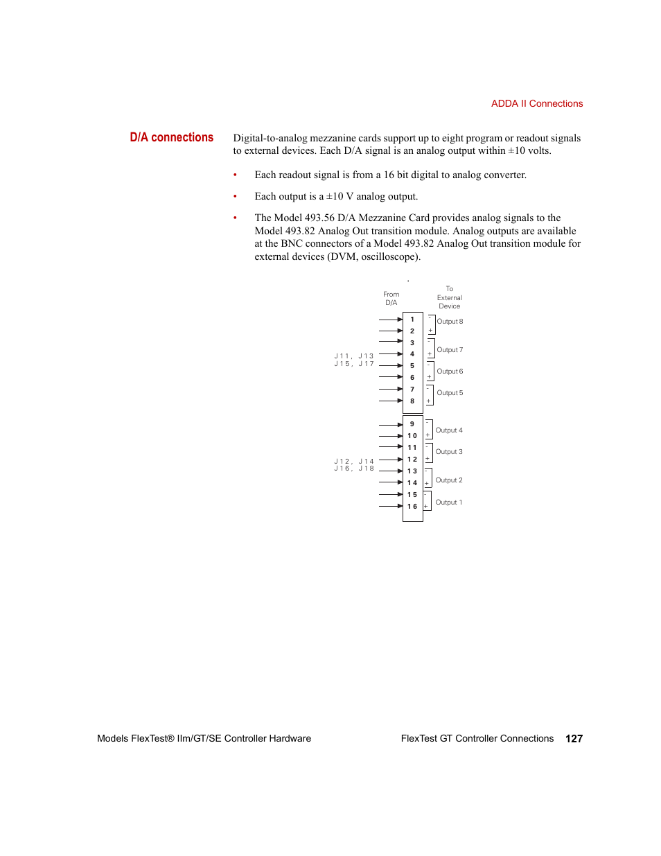 D/a connections | MTS Model FlexTest SE User Manual | Page 127 / 264