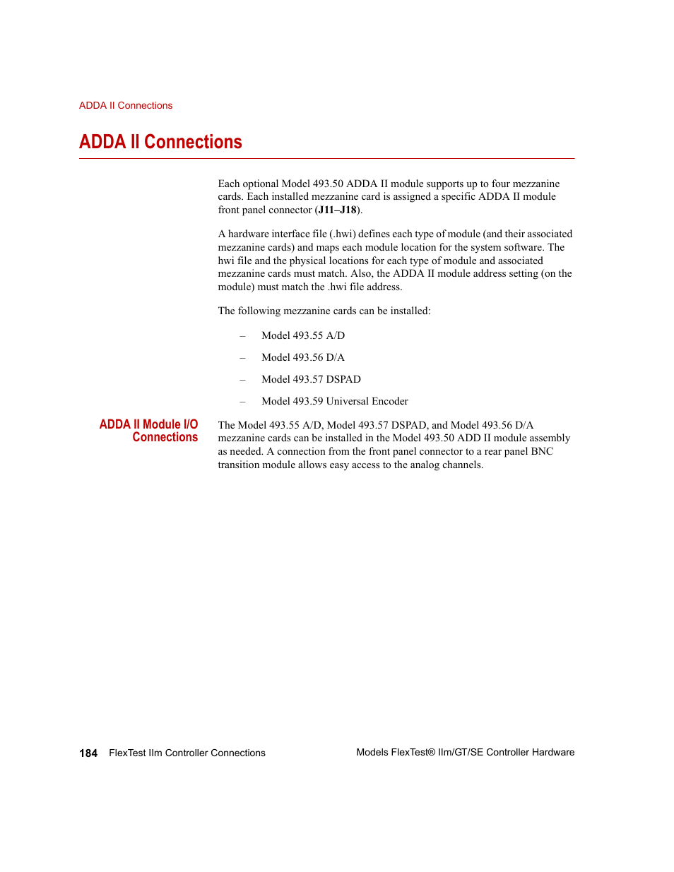 Adda ii connections, Adda ii connections 184 | MTS Model FlexTest SE User Manual | Page 184 / 264