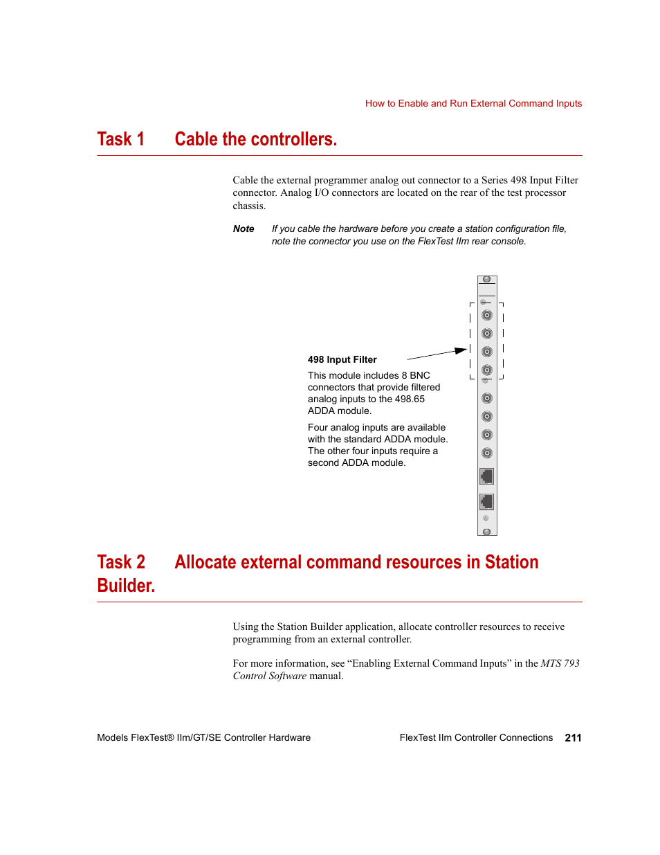 Task 1 cable the controllers | MTS Model FlexTest SE User Manual | Page 211 / 264