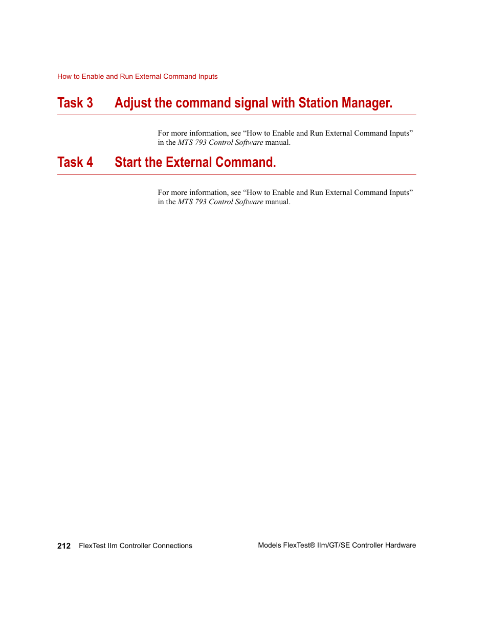 Adjust the command signal with station manager, Task 4 start the external command | MTS Model FlexTest SE User Manual | Page 212 / 264