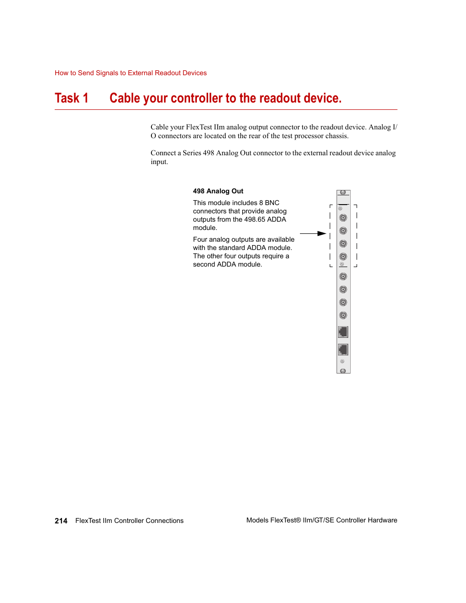 Task 1 cable your controller to the readout device | MTS Model FlexTest SE User Manual | Page 214 / 264