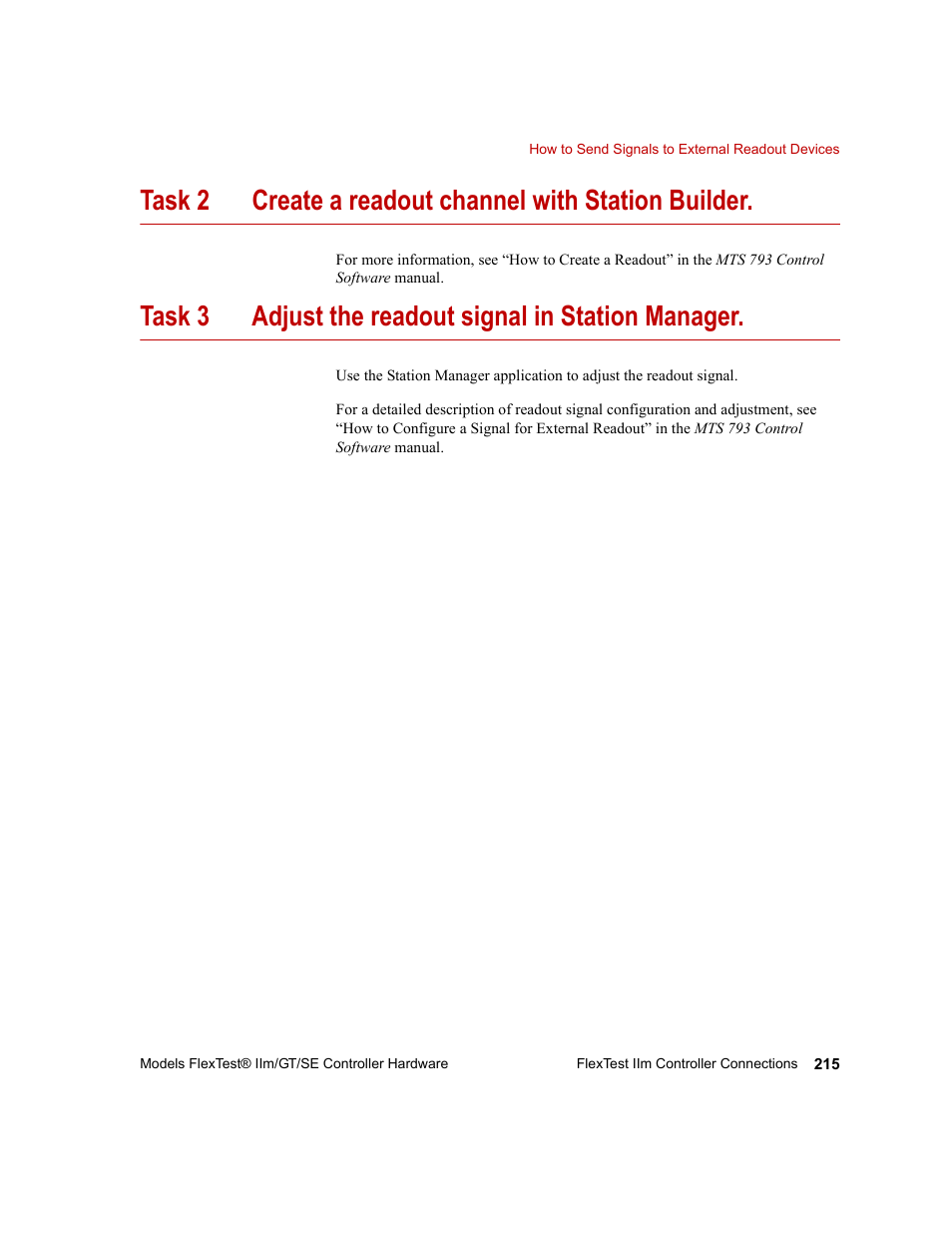 Create a readout channel with station builder, Adjust the readout signal in station manager | MTS Model FlexTest SE User Manual | Page 215 / 264