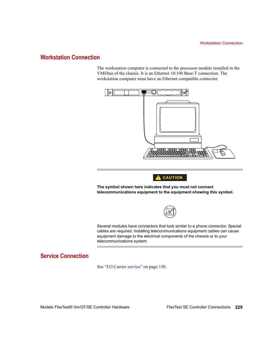 Workstation connection, Service connection, Workstation connection 229 service connection 229 | Workstation connection 229, Service connection 229 | MTS Model FlexTest SE User Manual | Page 229 / 264