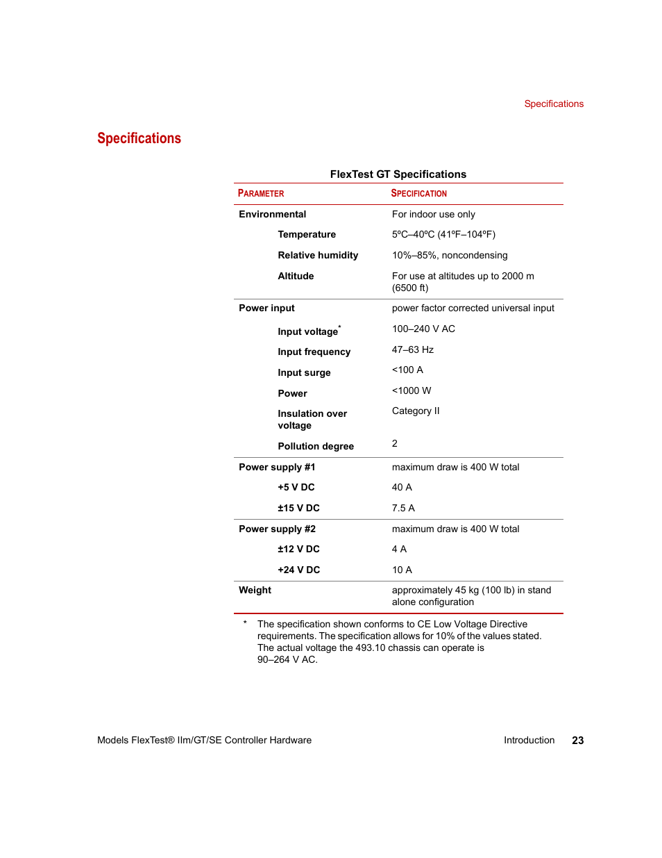 Specifications, Specifications 23 | MTS Model FlexTest SE User Manual | Page 23 / 264