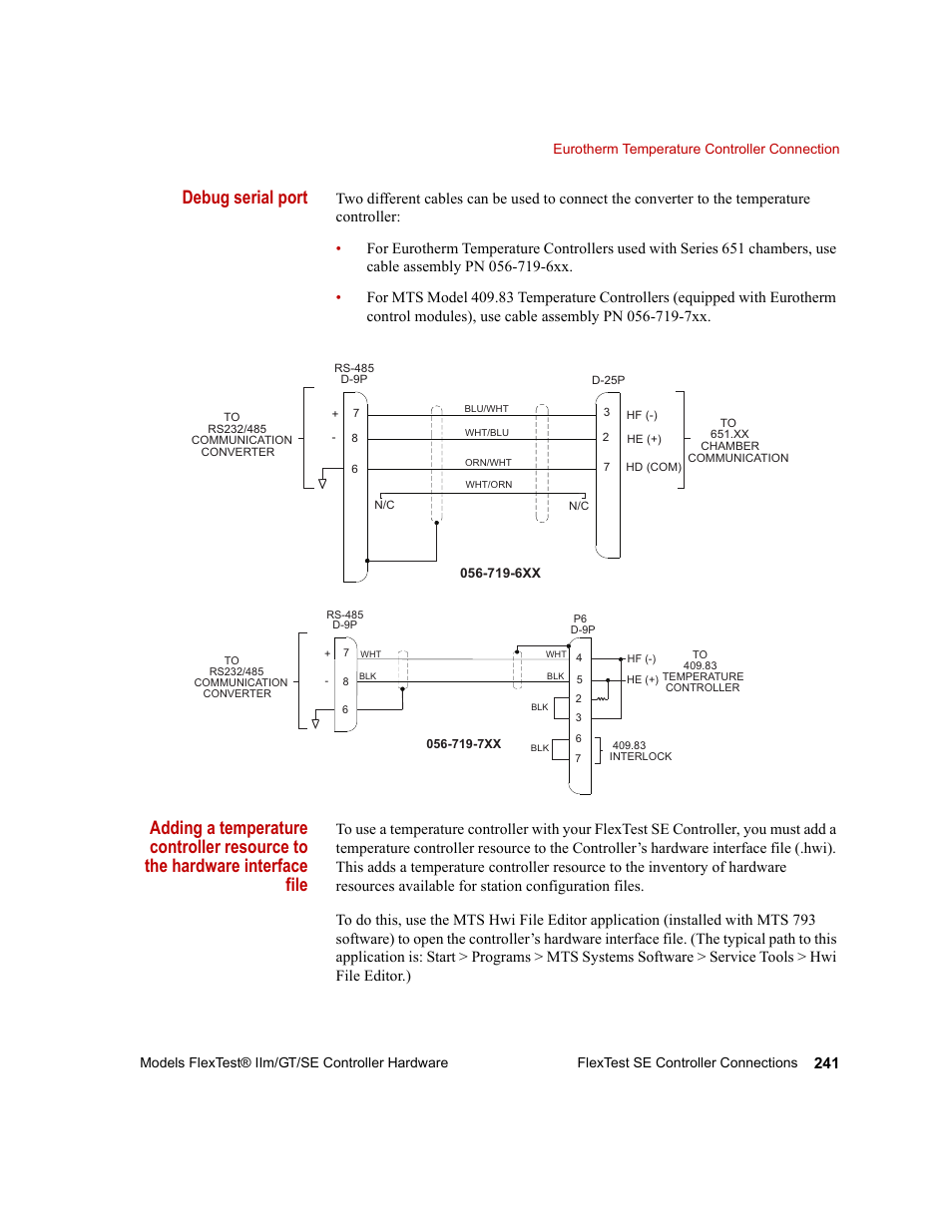 Debug serial port | MTS Model FlexTest SE User Manual | Page 241 / 264