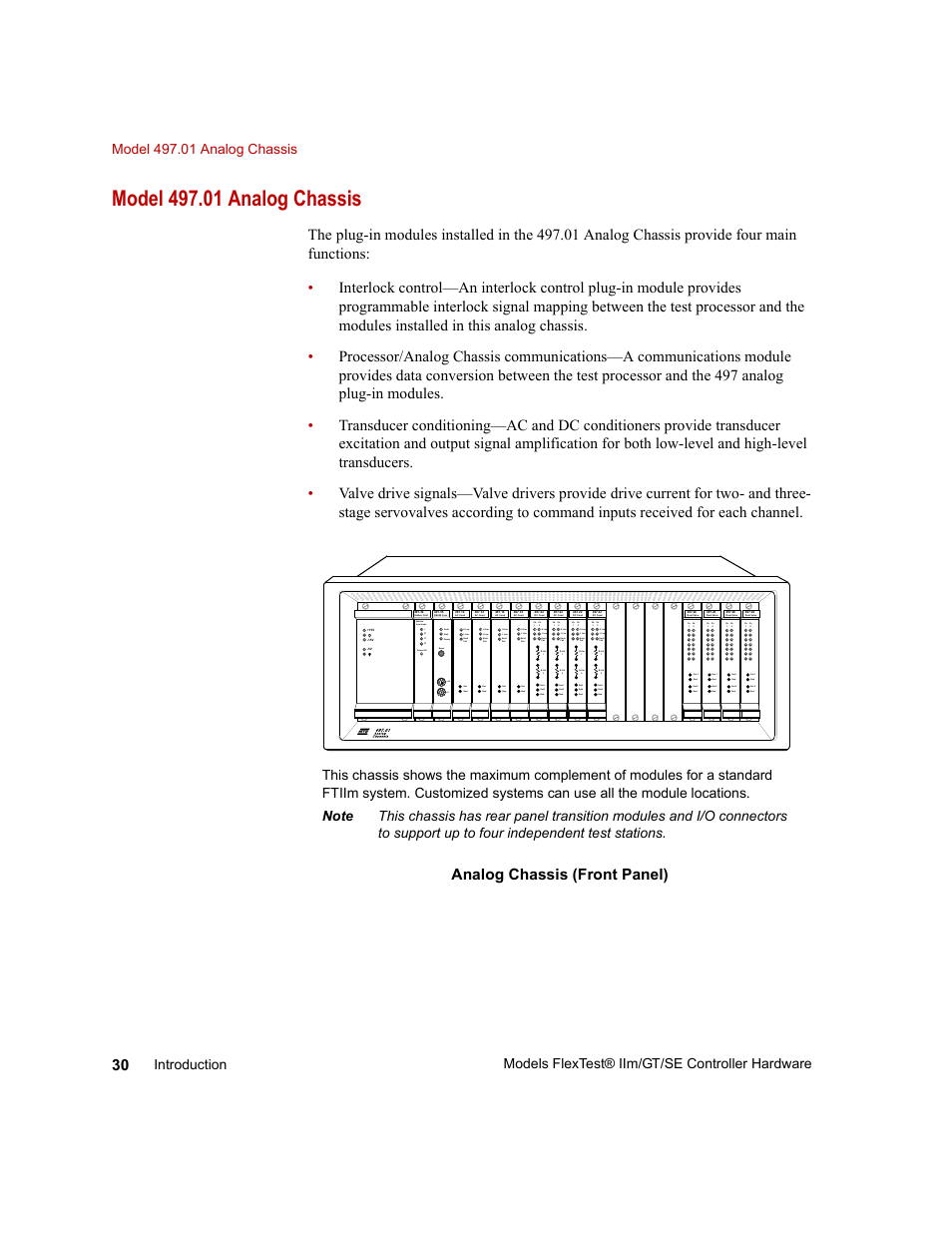 Model 497.01 analog chassis, Model 497.01 analog chassis 30 | MTS Model FlexTest SE User Manual | Page 30 / 264