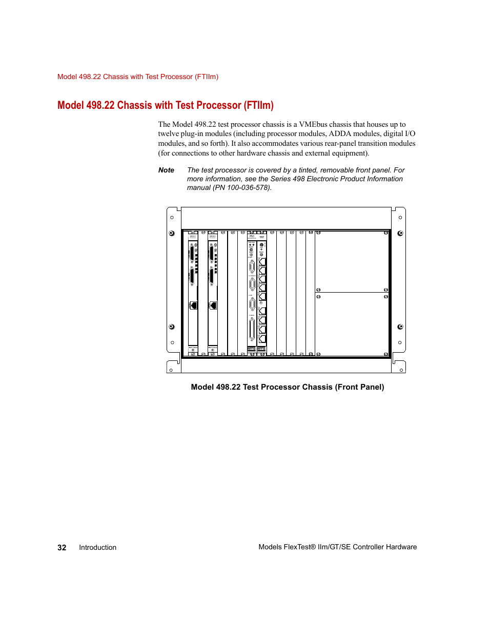 Model 498.22 chassis with test processor (ftiim) | MTS Model FlexTest SE User Manual | Page 32 / 264