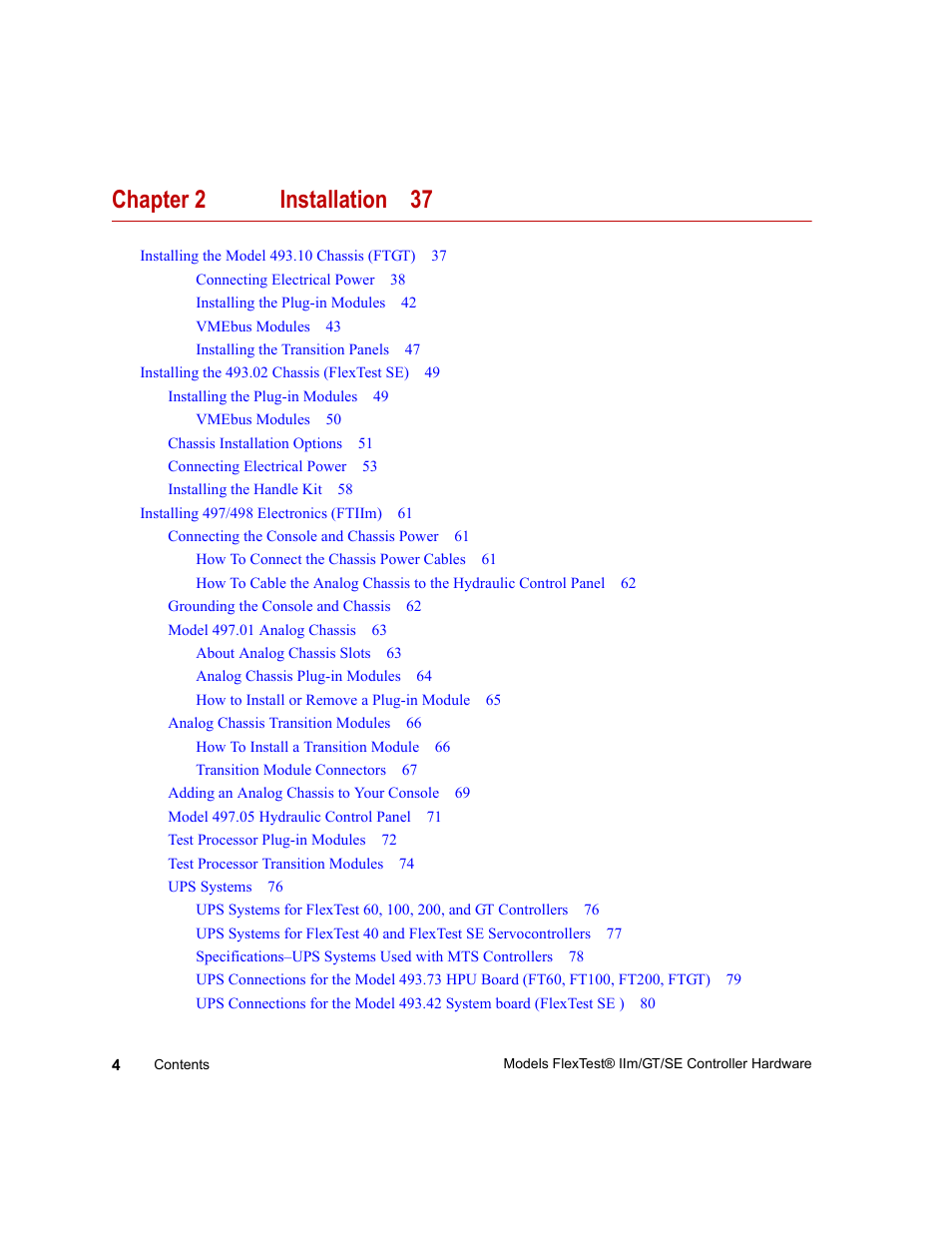 Chapter 2 installation 37 | MTS Model FlexTest SE User Manual | Page 4 / 264