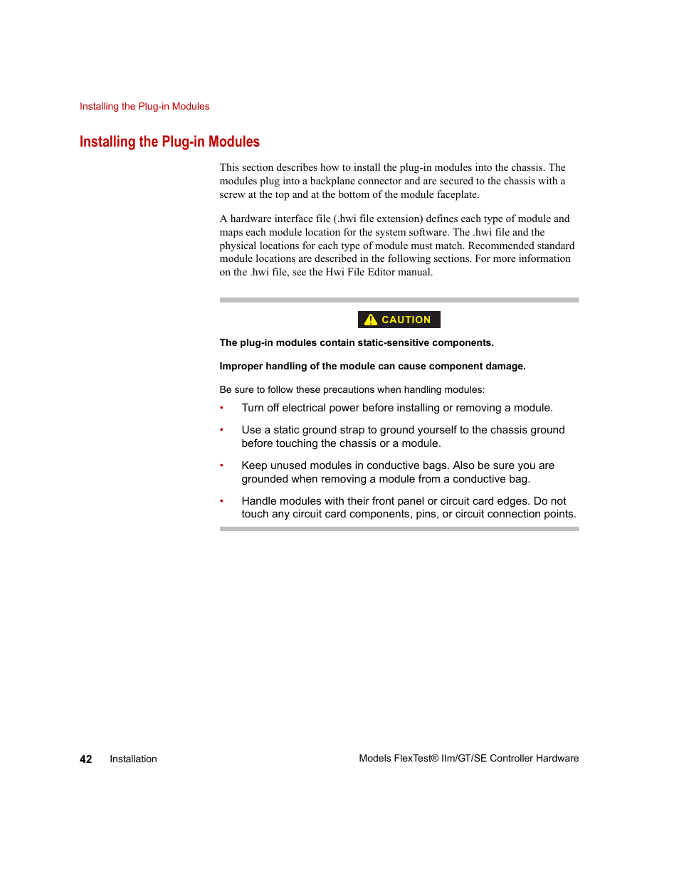 Installing the plug-in modules, Installing the plug-in modules 42 | MTS Model FlexTest SE User Manual | Page 42 / 264