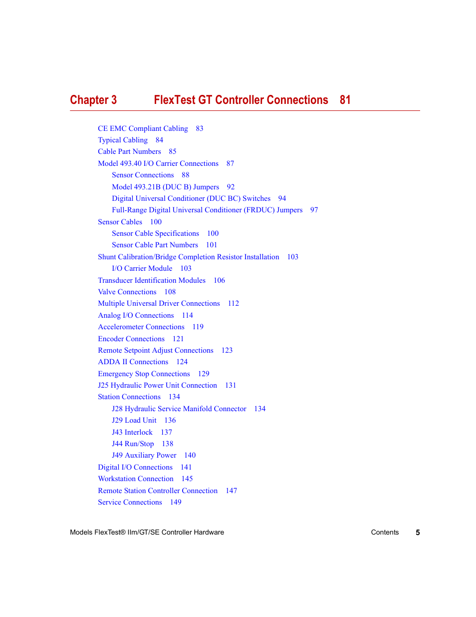 Chapter 3 flextest gt controller connections 81 | MTS Model FlexTest SE User Manual | Page 5 / 264