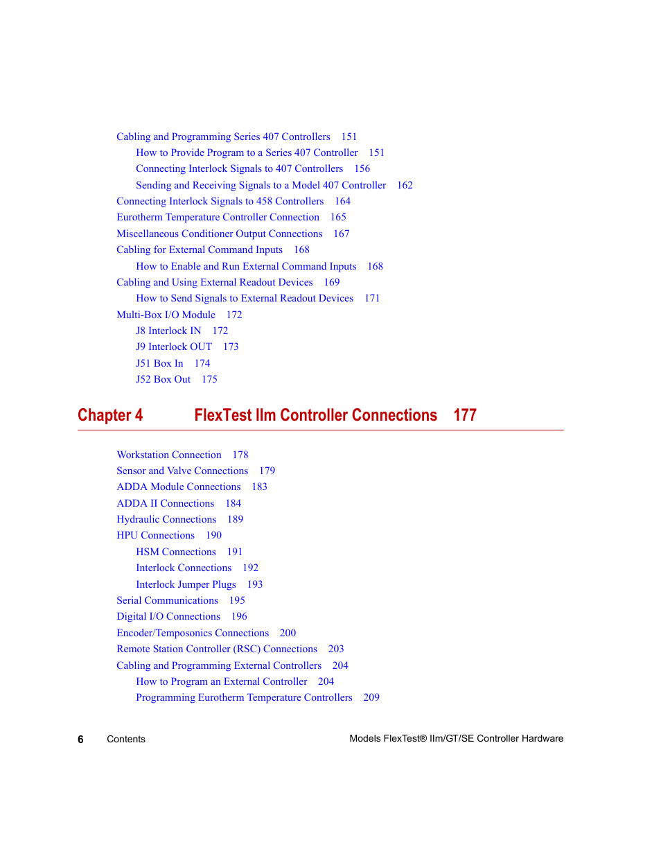 Chapter 4 flextest iim controller connections 177 | MTS Model FlexTest SE User Manual | Page 6 / 264