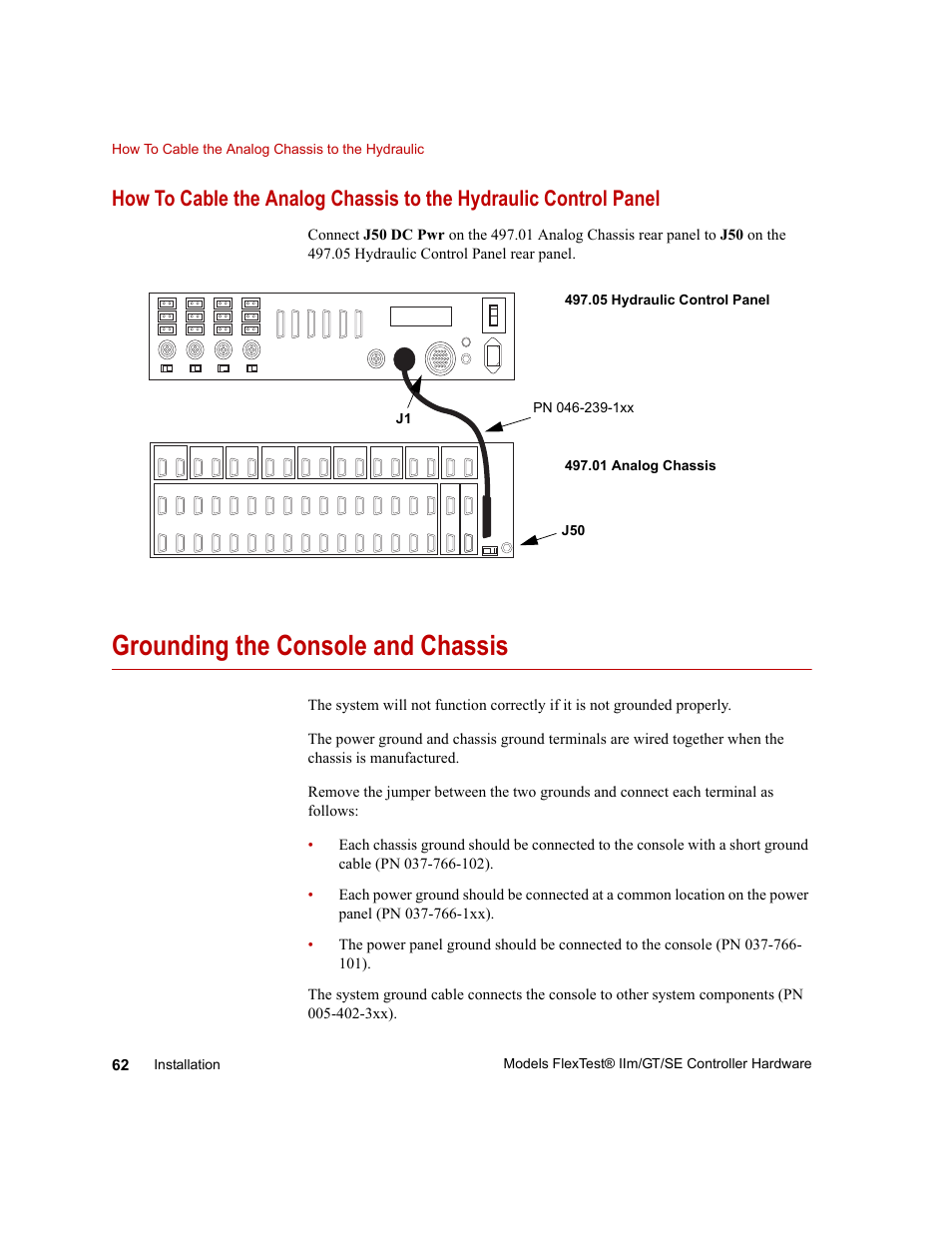 Grounding the console and chassis, Grounding the console and chassis 62 | MTS Model FlexTest SE User Manual | Page 62 / 264