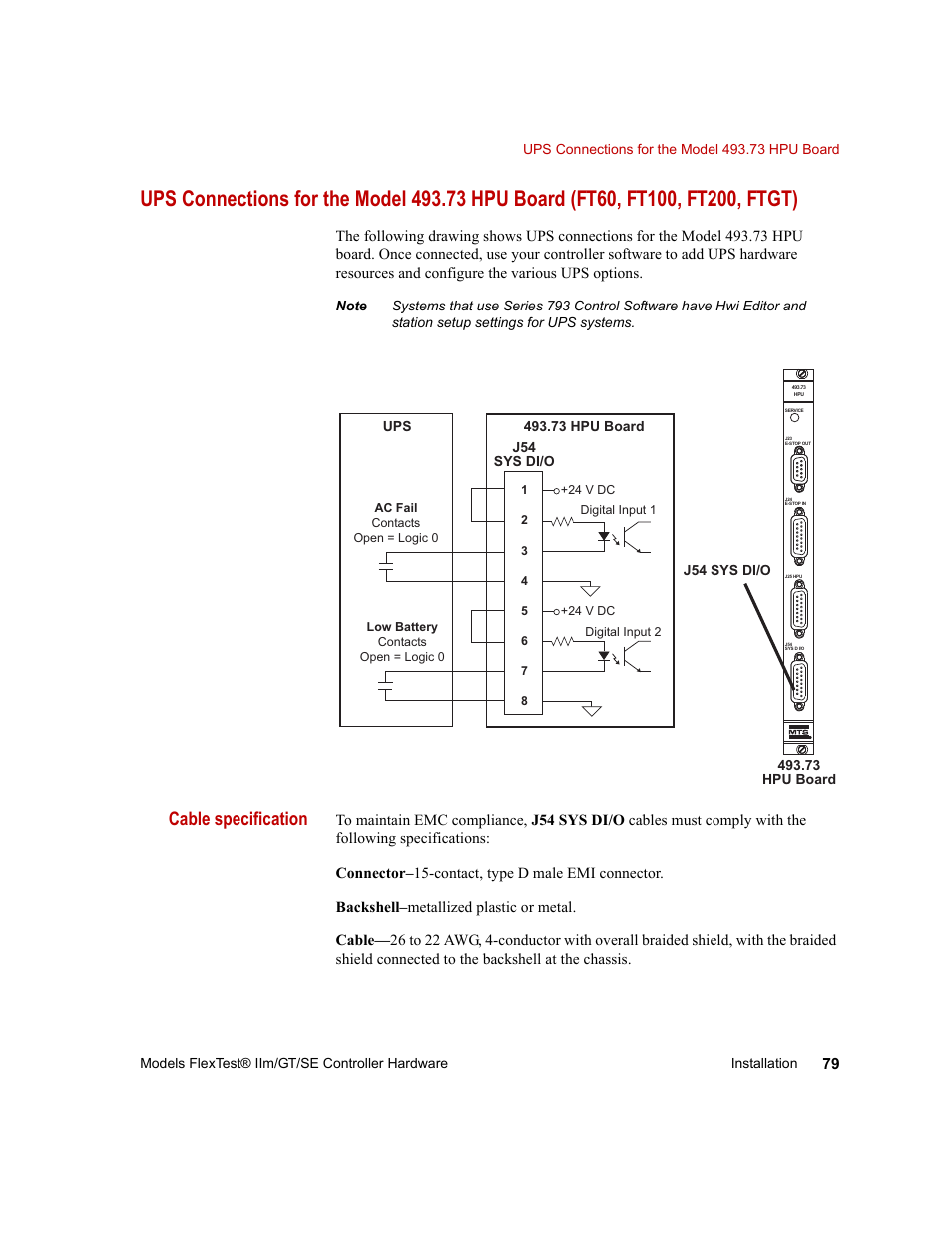 Cable specification | MTS Model FlexTest SE User Manual | Page 79 / 264