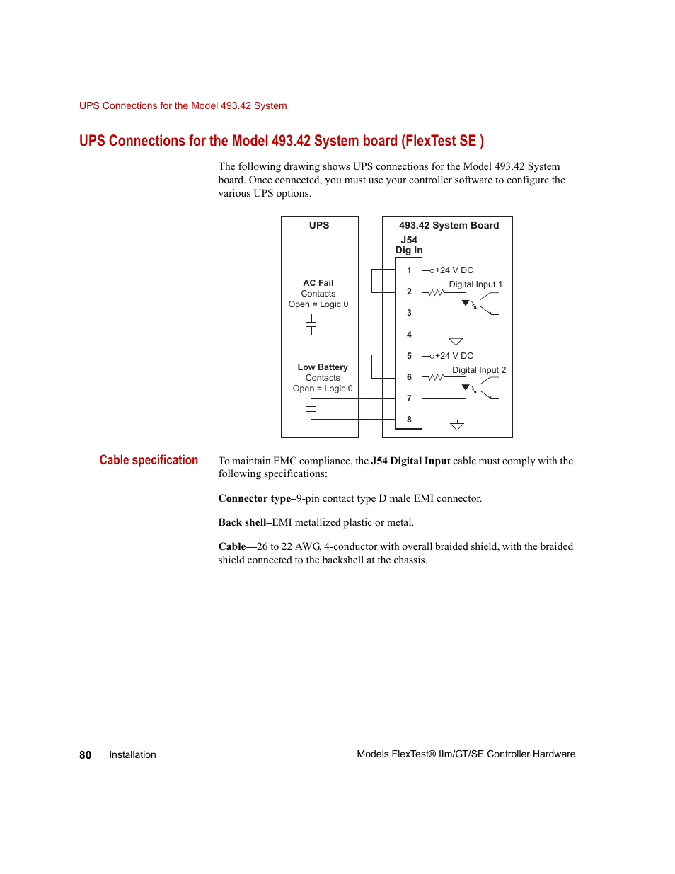 Cable specification | MTS Model FlexTest SE User Manual | Page 80 / 264