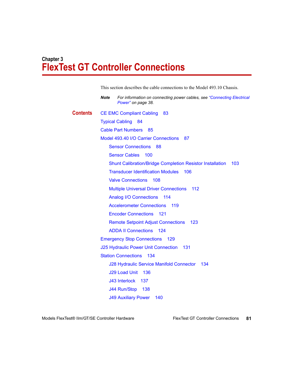 Flextest gt controller connections, Chapter 3, Flextest gt controller connections 81 | MTS Model FlexTest SE User Manual | Page 81 / 264