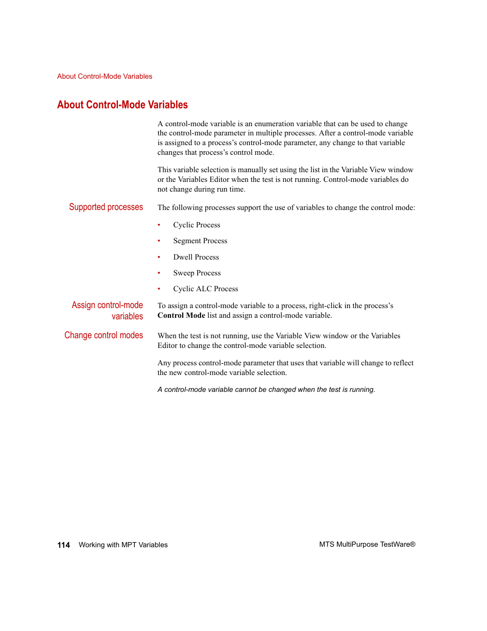 About control-mode variables, About control-mode variables 114 | MTS Series 793 Application User Manual | Page 114 / 576