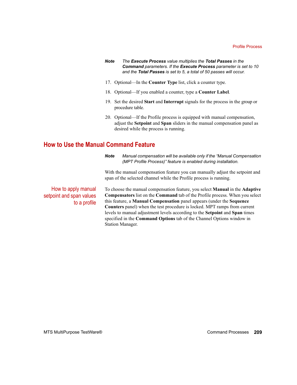 How to use the manual command feature | MTS Series 793 Application User Manual | Page 209 / 576