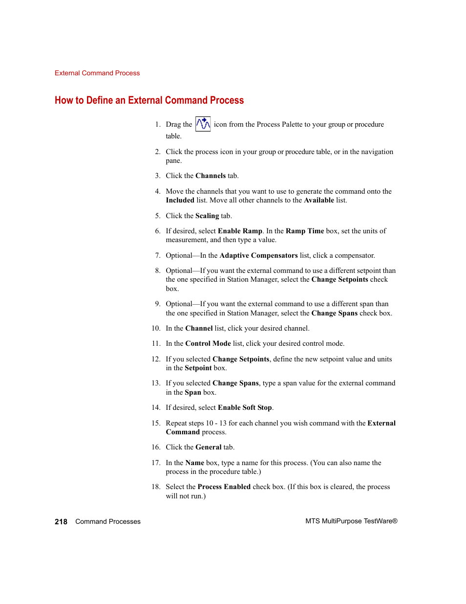 How to define an external command process | MTS Series 793 Application User Manual | Page 218 / 576