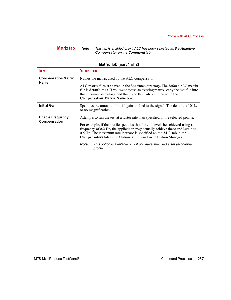 Matrix tab | MTS Series 793 Application User Manual | Page 237 / 576