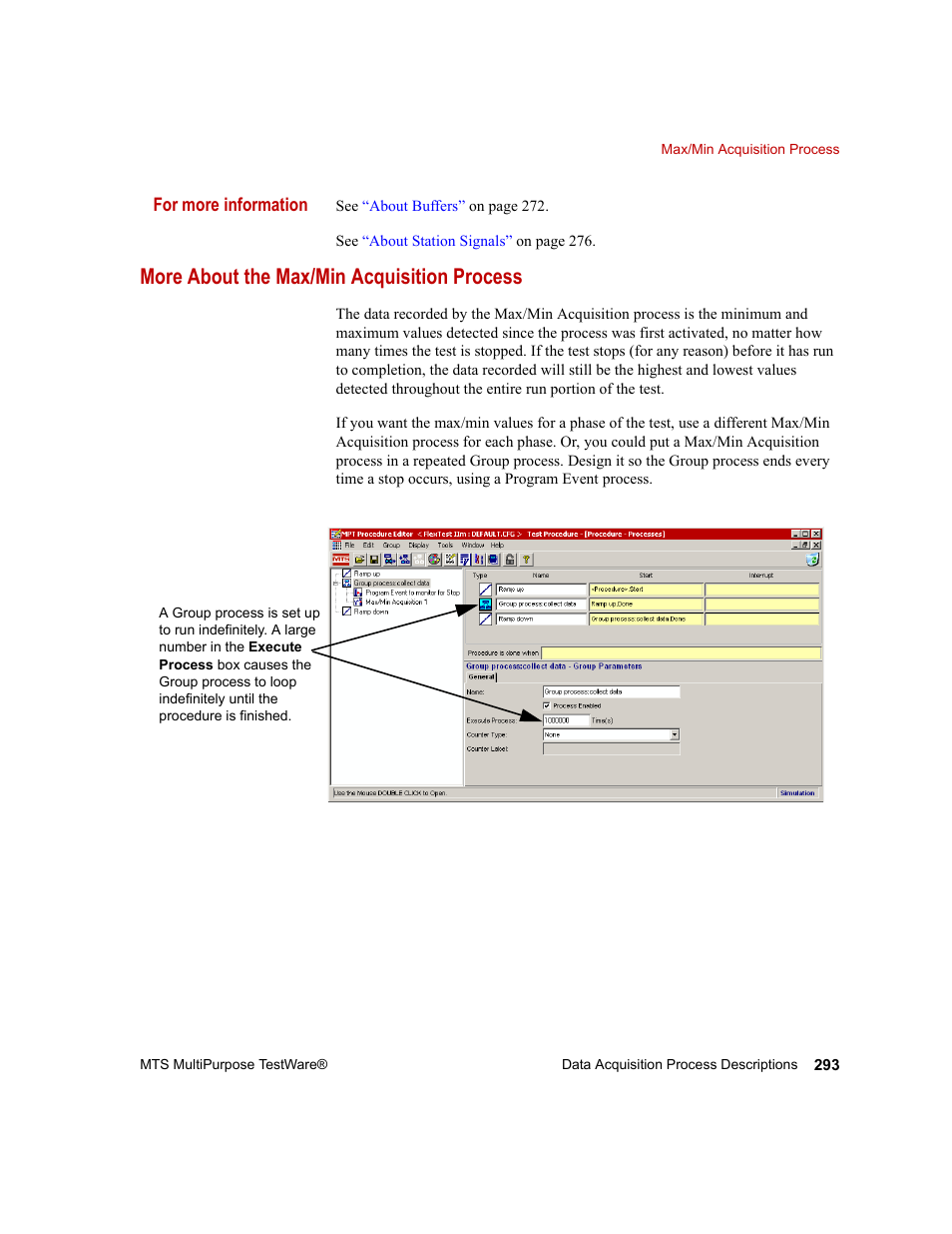 More about the max/min acquisition process | MTS Series 793 Application User Manual | Page 293 / 576