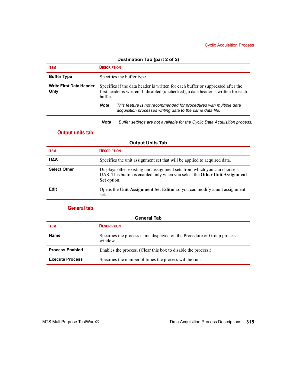 Output units tab general tab | MTS Series 793 Application User Manual | Page 315 / 576