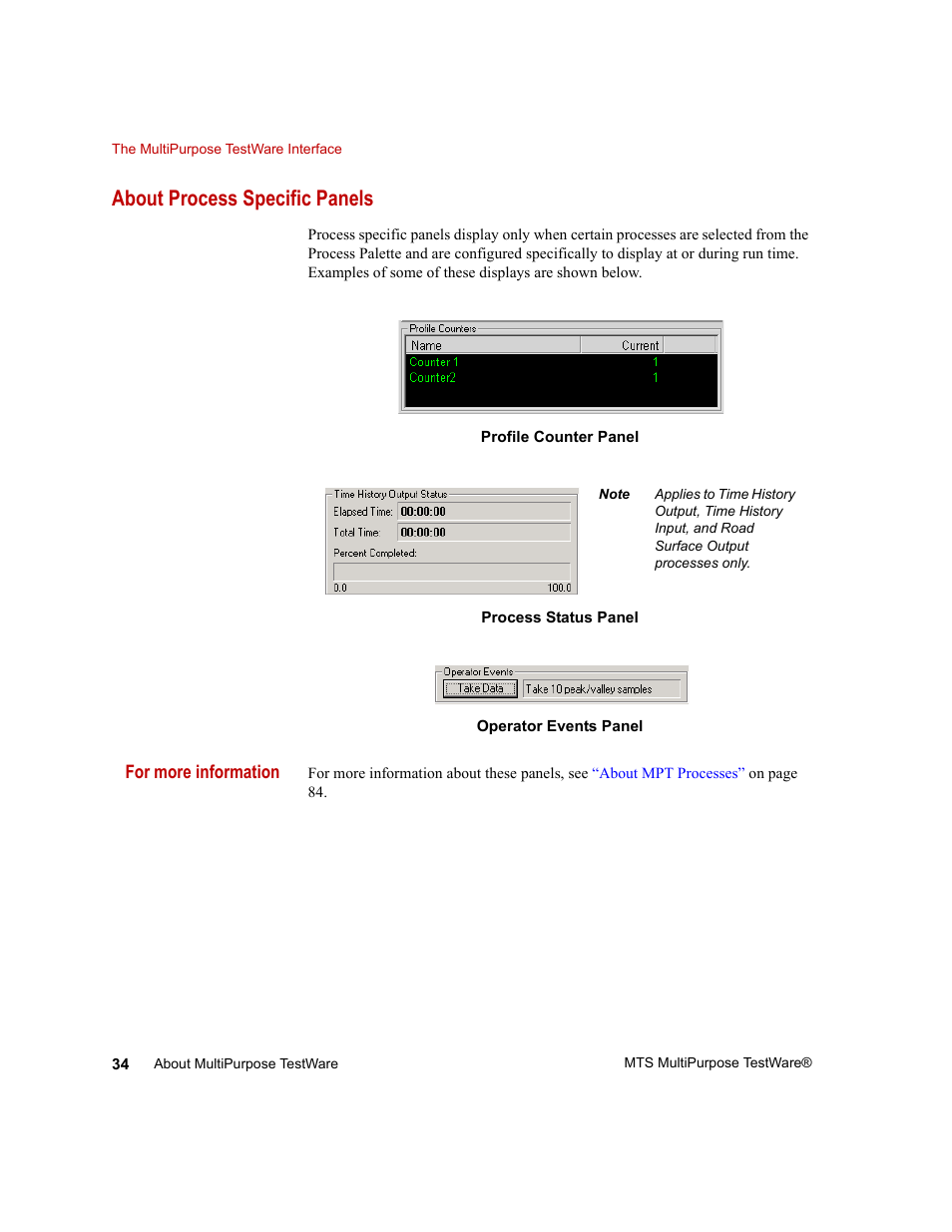 About process specific panels, About process specific panels 34 | MTS Series 793 Application User Manual | Page 34 / 576