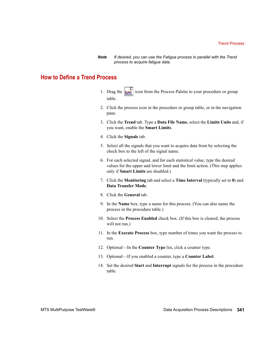 How to define a trend process | MTS Series 793 Application User Manual | Page 341 / 576