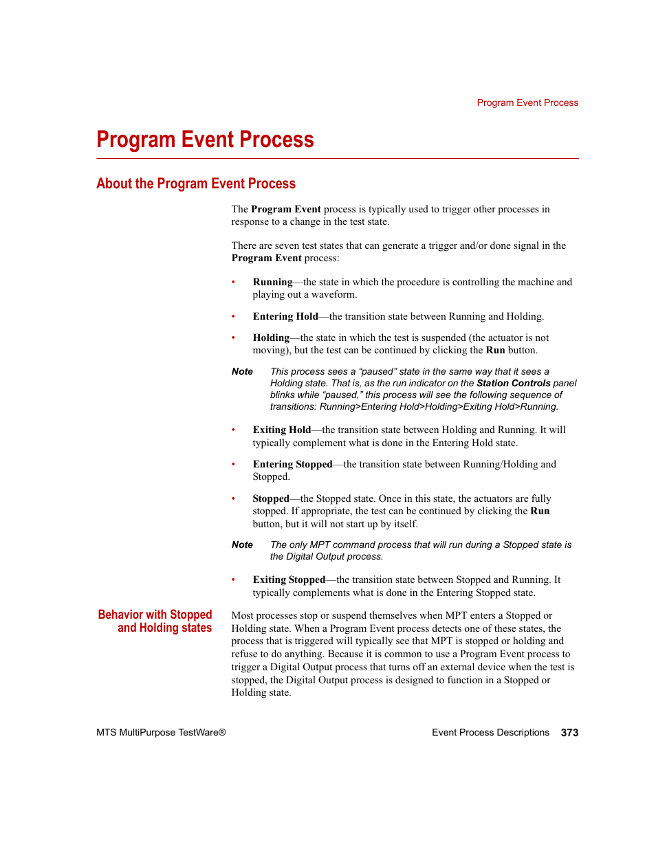 Program event process, About the program event process, Program event process 373 | MTS Series 793 Application User Manual | Page 373 / 576