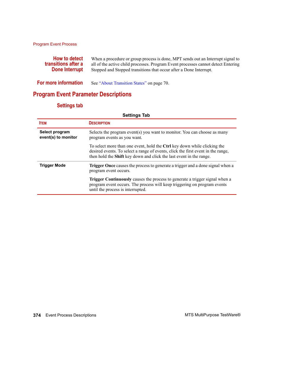 Program event parameter descriptions | MTS Series 793 Application User Manual | Page 374 / 576